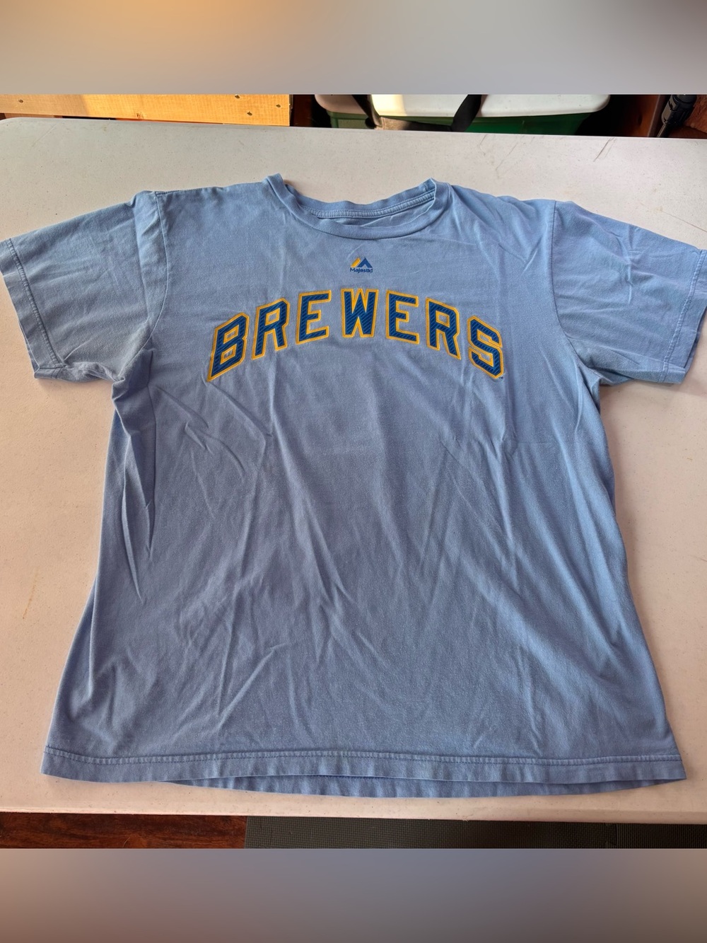 Majestic Milwaukee Brewers Paul Molitor #4 T-Shirt Light Blue Large